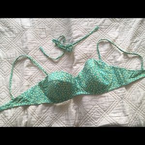 j.crew turquoise and yellow bikini top 34D